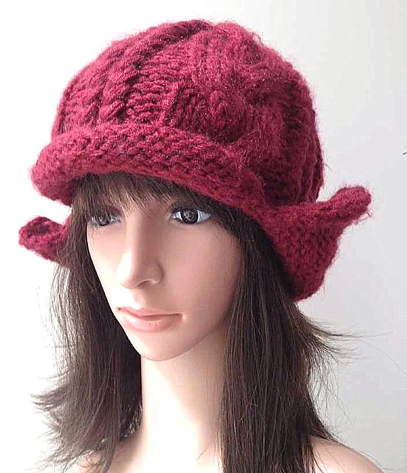 

BomHCS 100% Handmade Crimping Curl Ear Muff Knitted Beanie Cap Women Winter Warm Hat