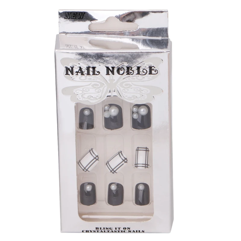 24 шт. черный и белый французский дизайн ногтей накладные ногти Советы Декор