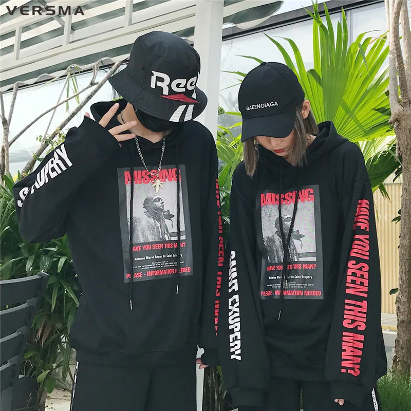 VERSMA 2017 в Корейском стиле Harajuku GD печатных негабаритных толстовки для мужчин и