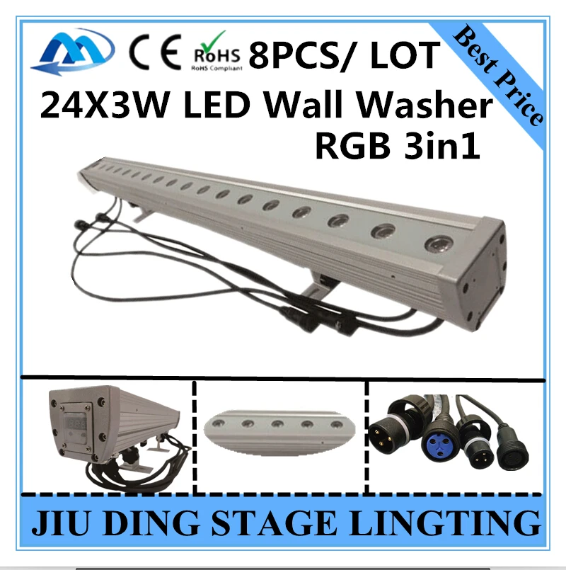 Лучшая цена 24X3W настенный светильник RGB 3 в 1 Светодиодный par dmx512 Диско освещение s