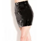 Женская юбка из ПВХ, блестящая короткая расклешенная мини-юбка из искусственной кожи на молнии спереди, латексная Готическая Клубная одежда в стиле панк, бесплатная доставка