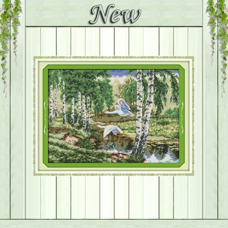 The wild geese in the forest Scenery painting Counted print canvas DMC 14CT 11CT DIY Cross Stitch Needlework kits Embroidery Set | Дом и сад