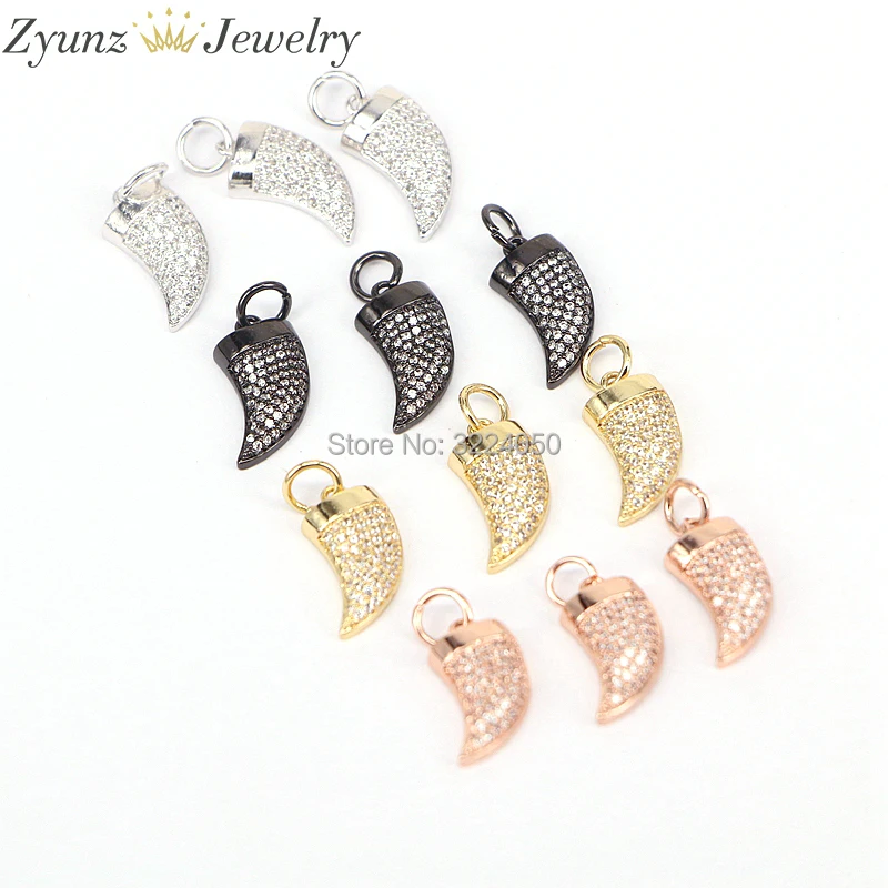 10 шт. ZYZ174-8656 микро pave cz прозрачный кубический цирконий для женщин медный маленький Рог Подвески бусины