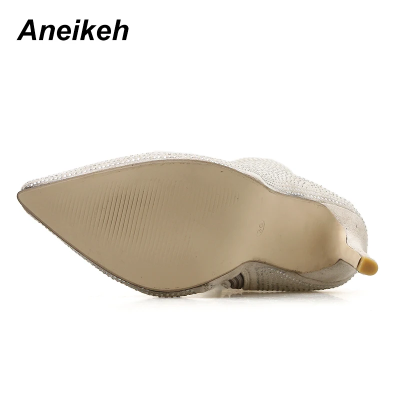 Aneikeh 2021 Новые осенне-зимние блестящие туфли женские ботинки челси сексуальные с