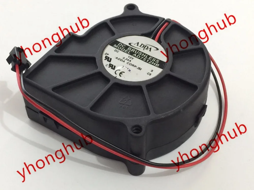 Охлаждающий вентилятор для сервера ADDA AD7512HB S DC 12 В 0,24 A 2 провода 75x75x30 мм