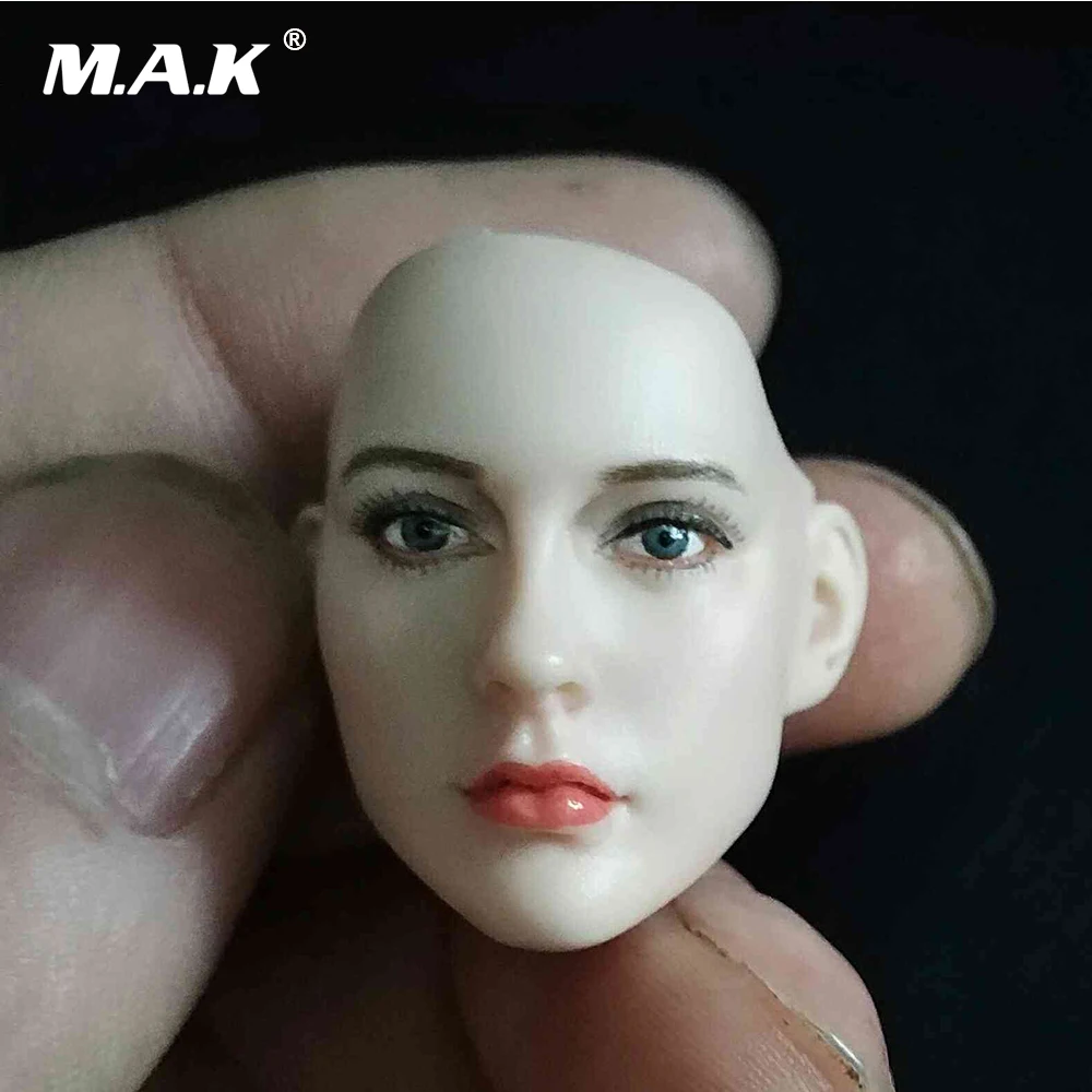 Масштаб 1/6 женская голова резьба женские черные длинные волосы бледная модель