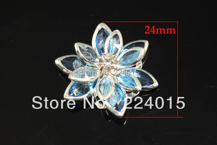 20PCs 24mm Ligth Blue Silver Plated Flower Rhinestone Garment Accessories Embellishment Findings /Connector Fit Jewelry DIY | Украшения и