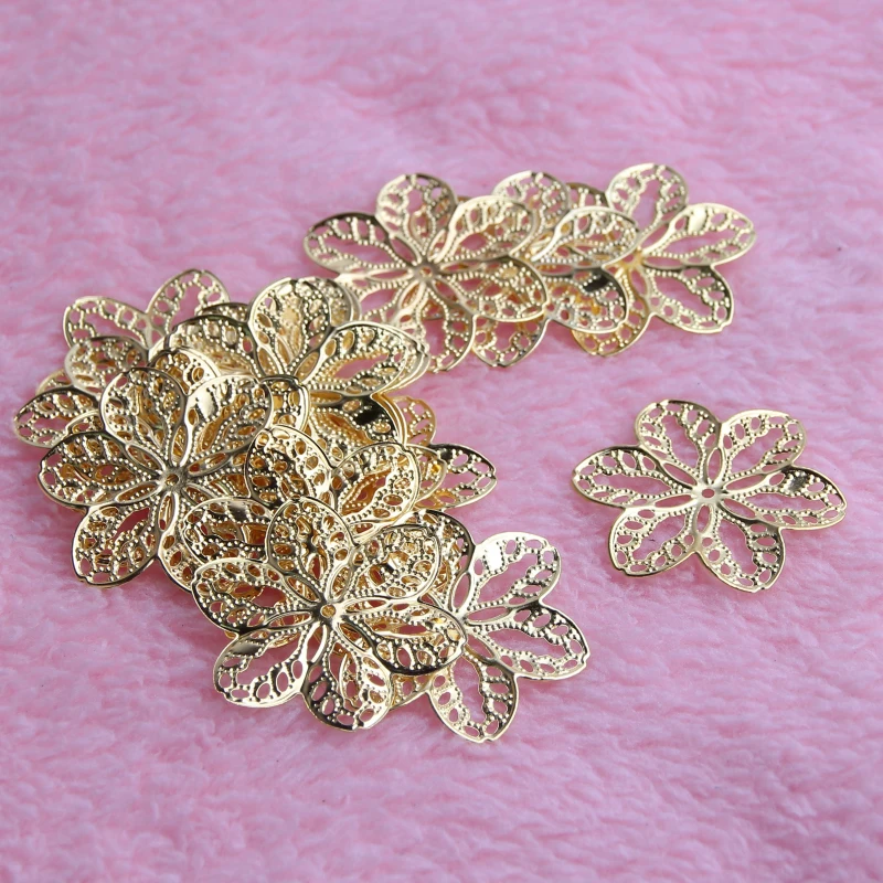 Golden Leaves Filigree Wraps Connectors Metal Decoration Art Crafts Connector For Jewelry Making DIY Accessories Charm Pendant | Украшения