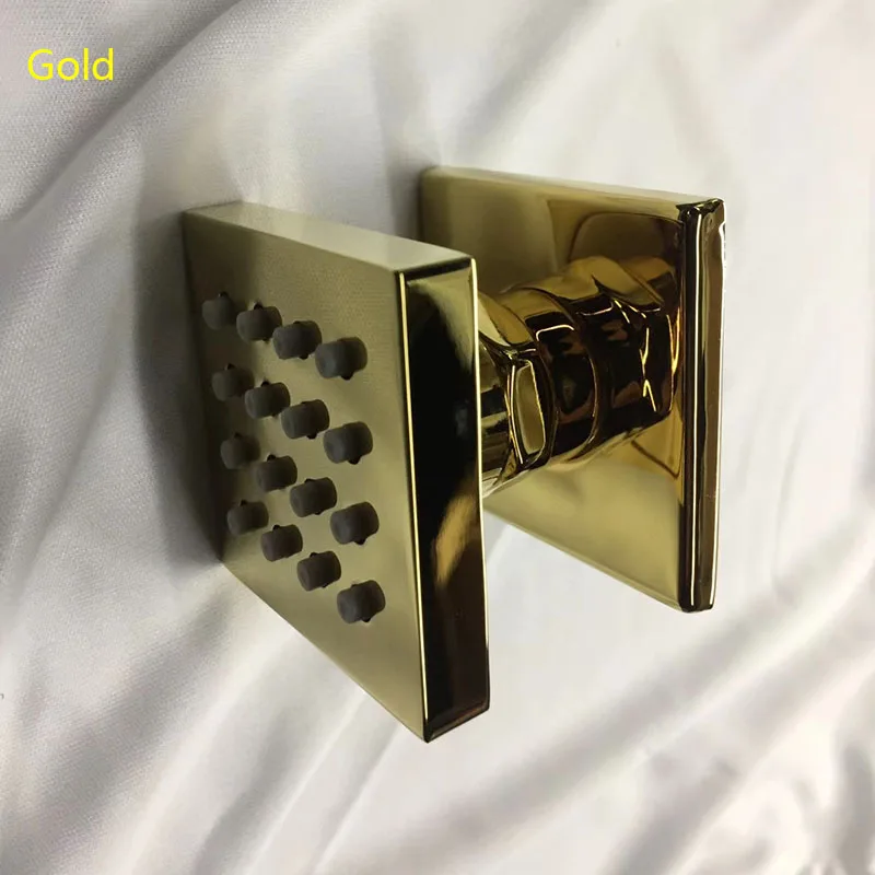

Gold Rain Body Jet Square Shower Massage Faucet Brass Chrome Body Jets 2 Inch Bathroom SPA ShowerHead Accessories Jetted Systems