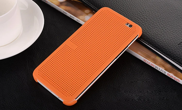 Ультратонкий кожаный флип чехол в горошек для HTC One E8 2014 Новый с функцией