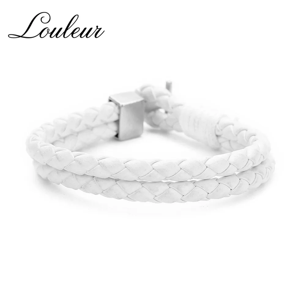 Louleur панк черный/коричневый/белый/синий кожаный плетеный браслет мужские