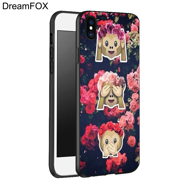 DREAMFOX L210 обезьяна смайлики Черный Мягкий ТПУ силиконовый чехол для Apple iPhone 11 Pro XR XS