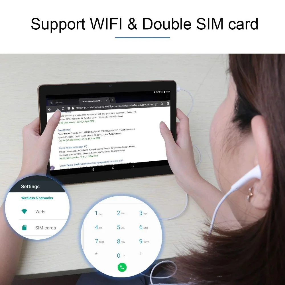 Zonniyou 3G/4G LTE планшетный ПК 10 дюймовый Восьмиядерный планшет Android 7 0 ОЗУ 4 Гб ПЗУ 32 Две