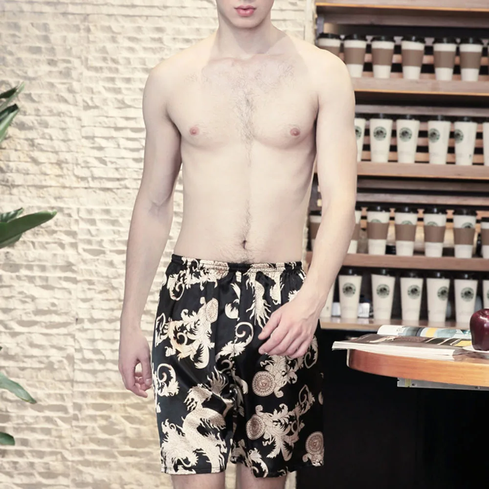 2019 мужские шелковые атласные пижамные шорты нижнее белье одежда для сна летние