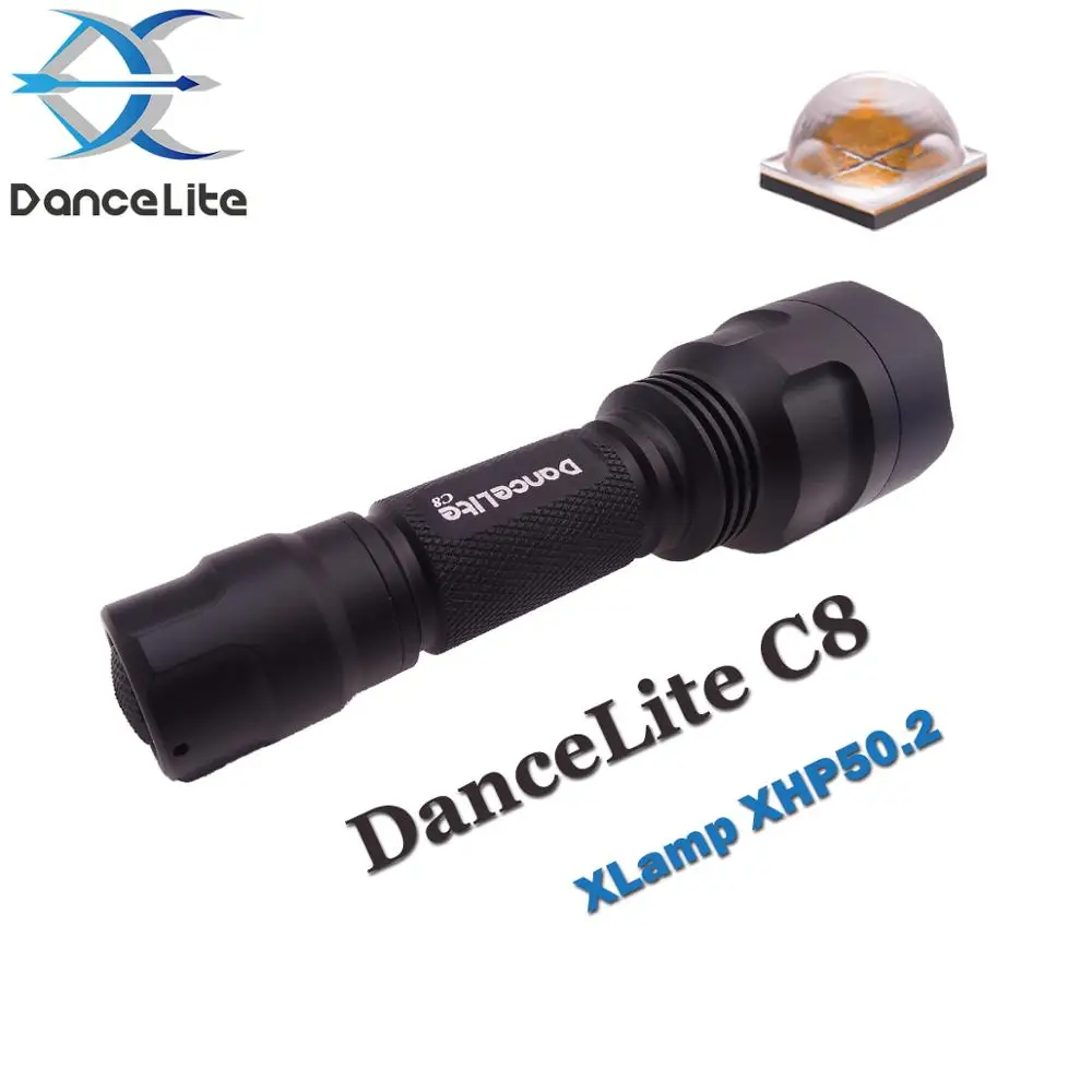 3 0 лм DanceLite C8 Upgrade 18650 в XHP50.2 светодиодный фонарик высокой мощности охотничий