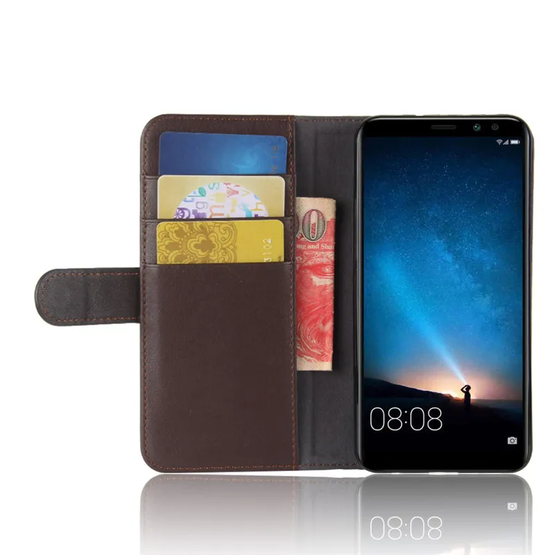 For Huawei Nova 2i Case 5.9 inch Luxury Wallet Genuine Leather Phone Nova2i RNE-L21 Flip Back Cover Bag | Мобильные телефоны и