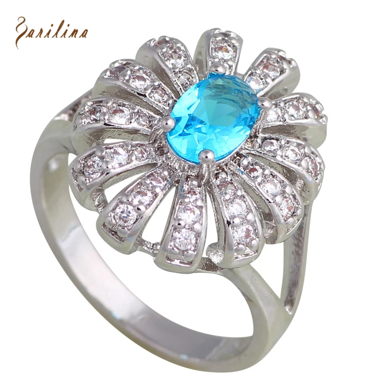 Свадебные аксессуары серебряный цвет синий фианит ювелирные кольца для женщин