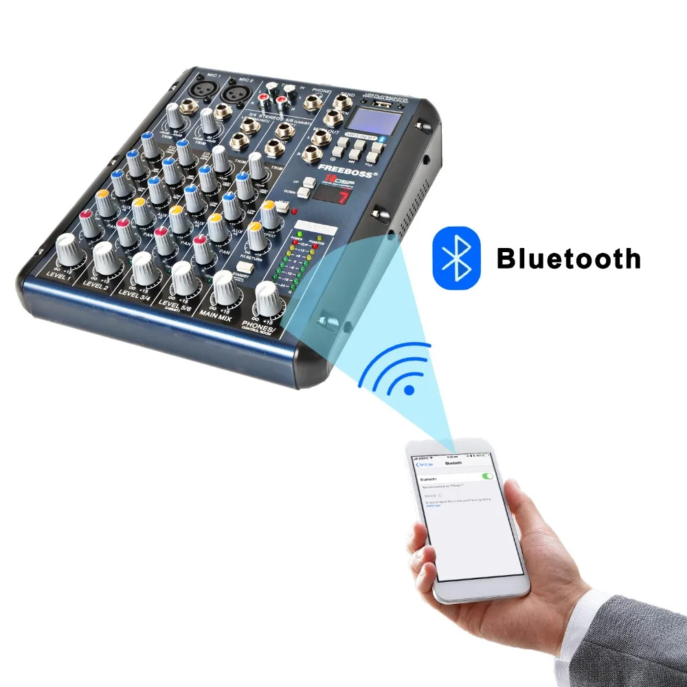 Freeboss SMR6 Bluetooth USB Запись 2 моно + стерео 6 каналов 3 диапазона EQ 16 DSP эффект