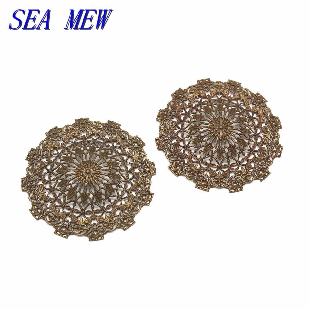 SEA MEW 10PCS 56mm Metal Copper Filigree Flowers Connectors Hollow Out Charm For Jewelry Making | Украшения и аксессуары