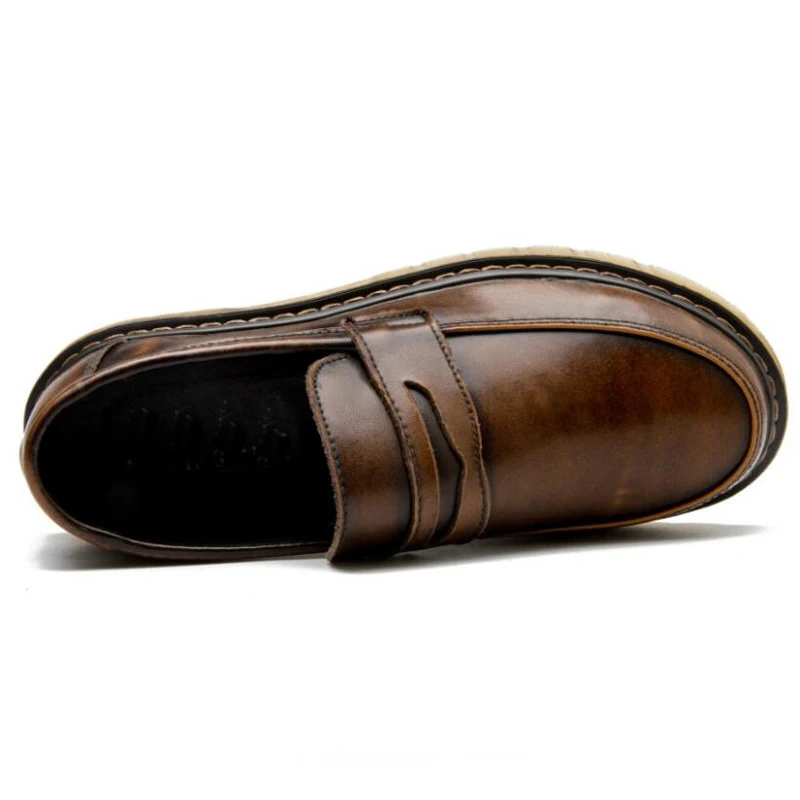 Mens Loafers Genuine Leather Round Toe Slip On Comfortable Men Casual Shoes H35 | Обувь