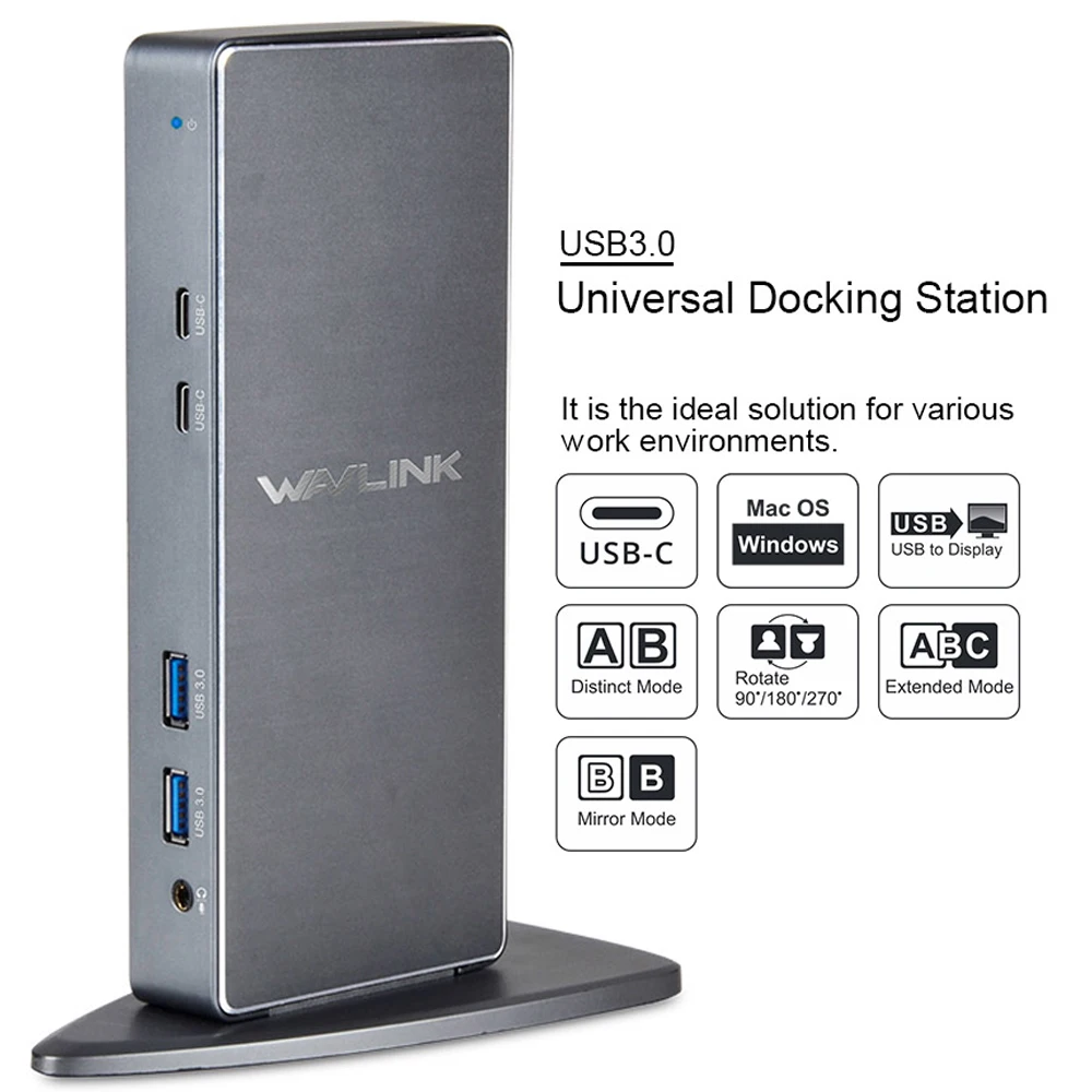 Универсальная док-станция для ноутбука Full HD 1080P USB 3,0 type-C USB-C Вертикальный двойной видео дисплей USB-C док-станция для Mac OS Windows EU