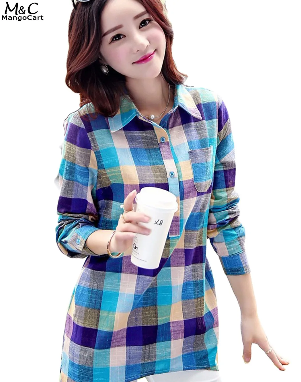 Осень Блузки для малышек Для женщин 2017 блузка с длинным рукавом отложной