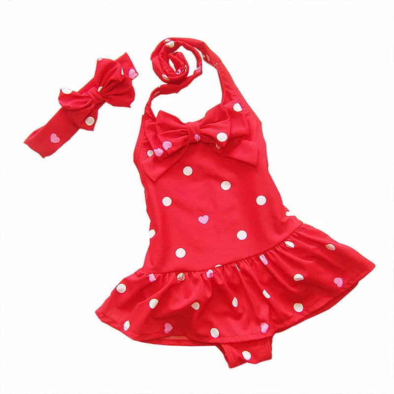 

Girls Dot Swimwear Children Fashion Sandy Beach Baby Girl Dress One Piece Swimming Clothes Children Swimsuit Kids Bathing Suit