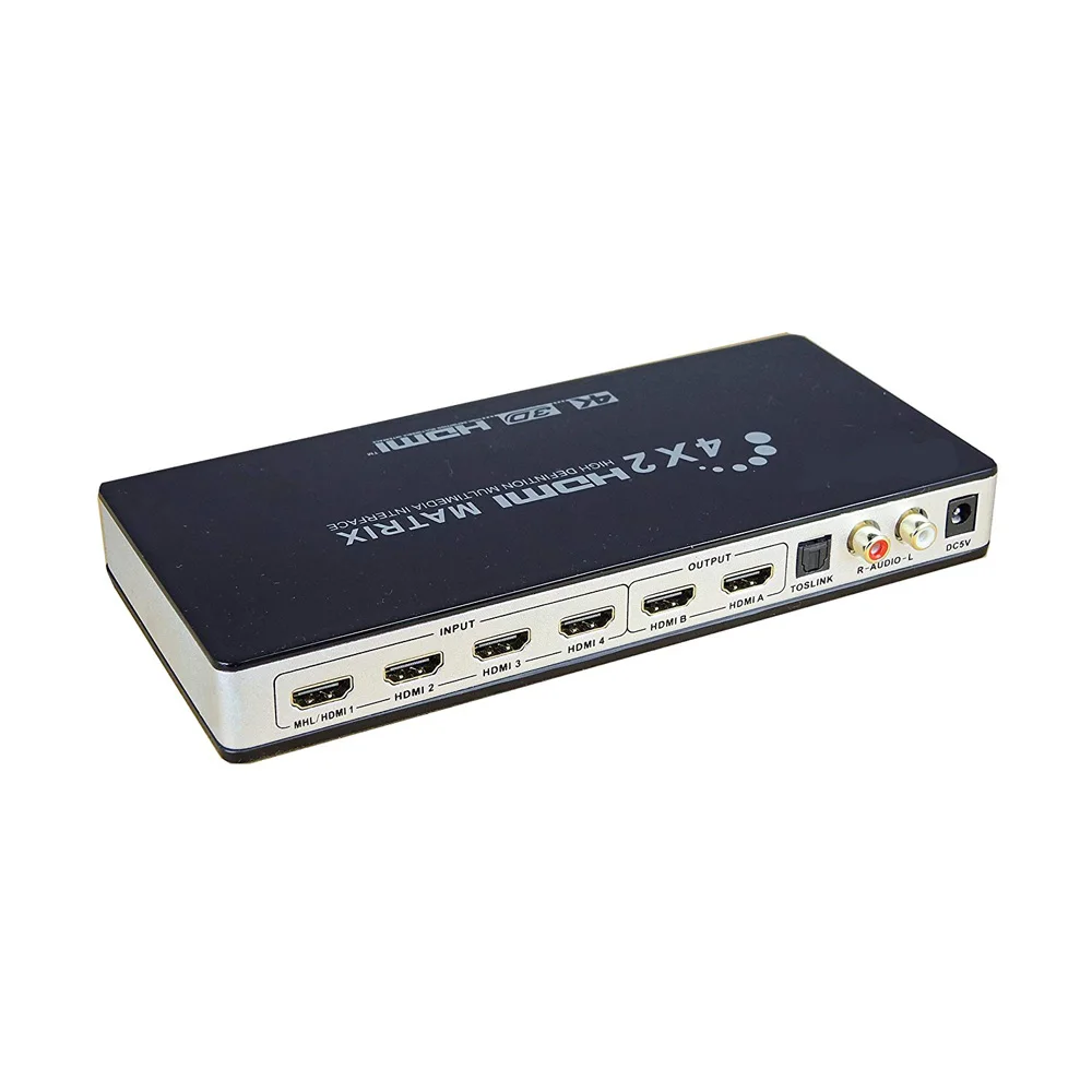 PUZHIJIE HDMI матрица 4X2 переключатель сплиттер с toslink и стерео аудио 4kX 2K/30HZ Поддержка