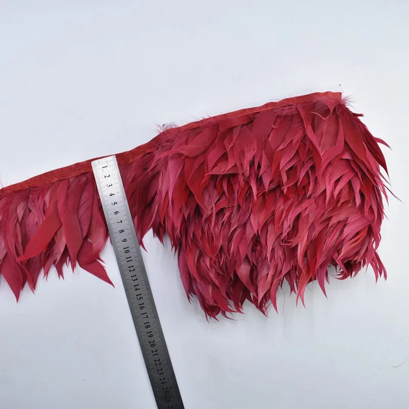 Wine Red 5 м/10 м кожа розовый Shred гусиные перья планки Гуси белые перья фазана для поделок лента с бахромой костюм Плюмы - Цвет: Wine Red