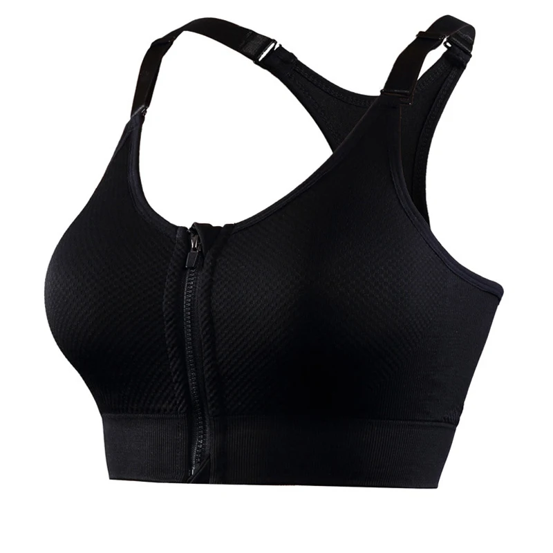 FNMM New Hot Women Front Zipper Yoga Bra Gym Fitness Vest Top Padded Push Up Running Female Breathable Sports | Спорт и развлечения