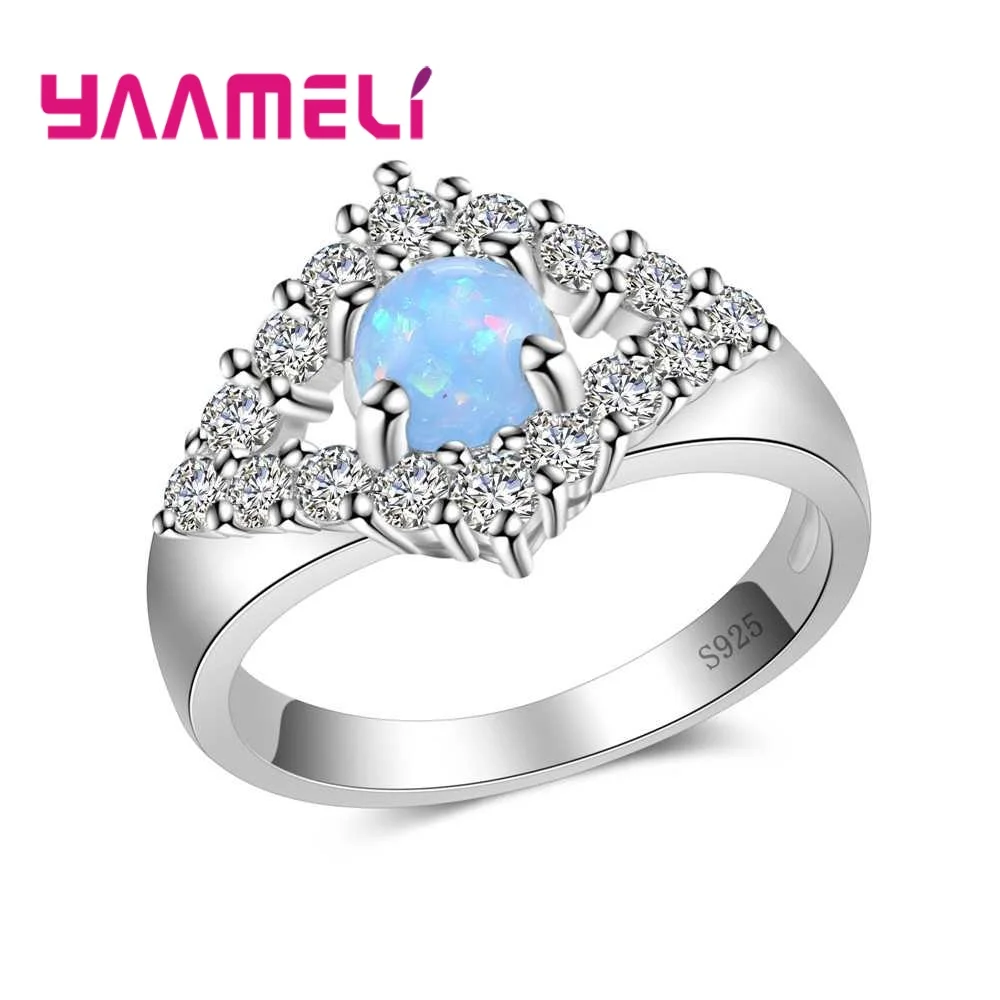 Классический женский подарок с голубым опалом чистое серебро 925 пробы аксессуары