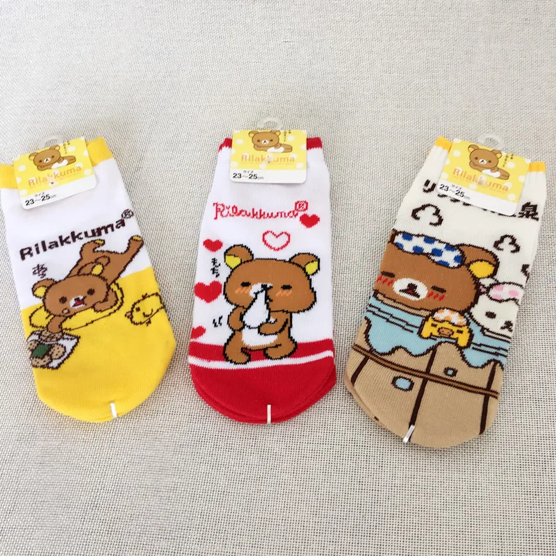 Носки с мультипликационным принтом Rilakkuma Kiiroitori милые забавные женские хлопковые носки мягкие удобные летние calcetines mujer divertido