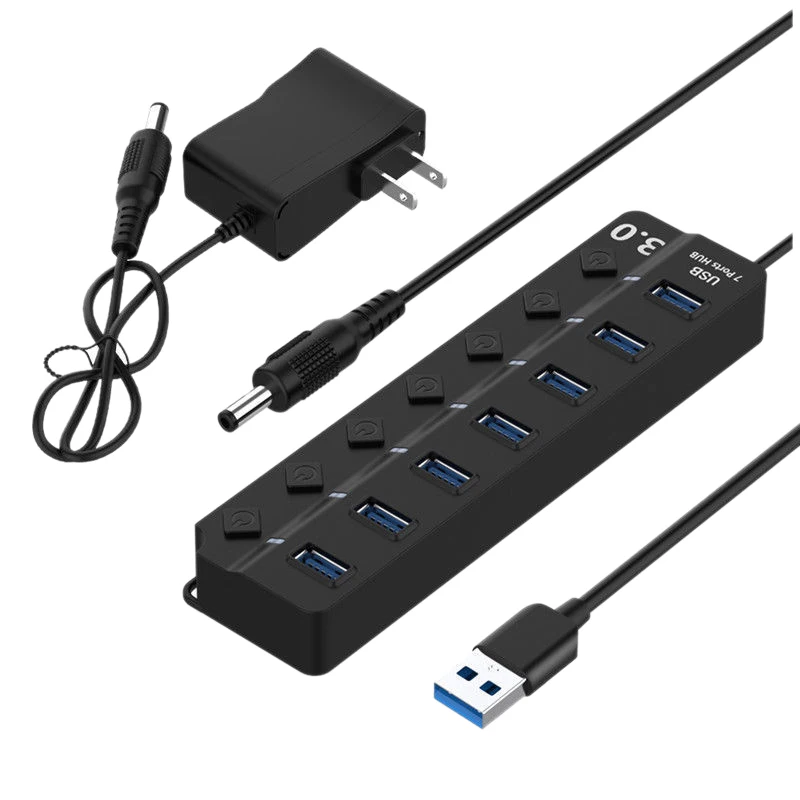 7 Ports US Plug Usb-хаб 3,0 5 Гбит/с высокоскоростной 7 портов Usb 3,0 концентратор разветвитель вкл/выкл переключатель для Macbook ноутбук ПК - Цвет: 7 Ports US Plug
