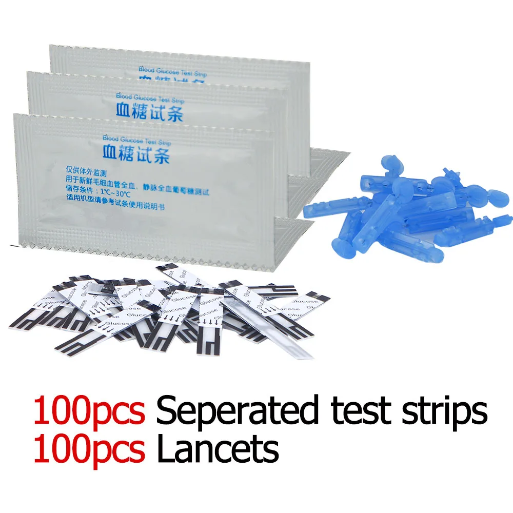 100 test strips Sinocare GA-3 тест-полоски глюкозы в крови разделены и Ланцеты для диабета - Цвет: 100 test strips