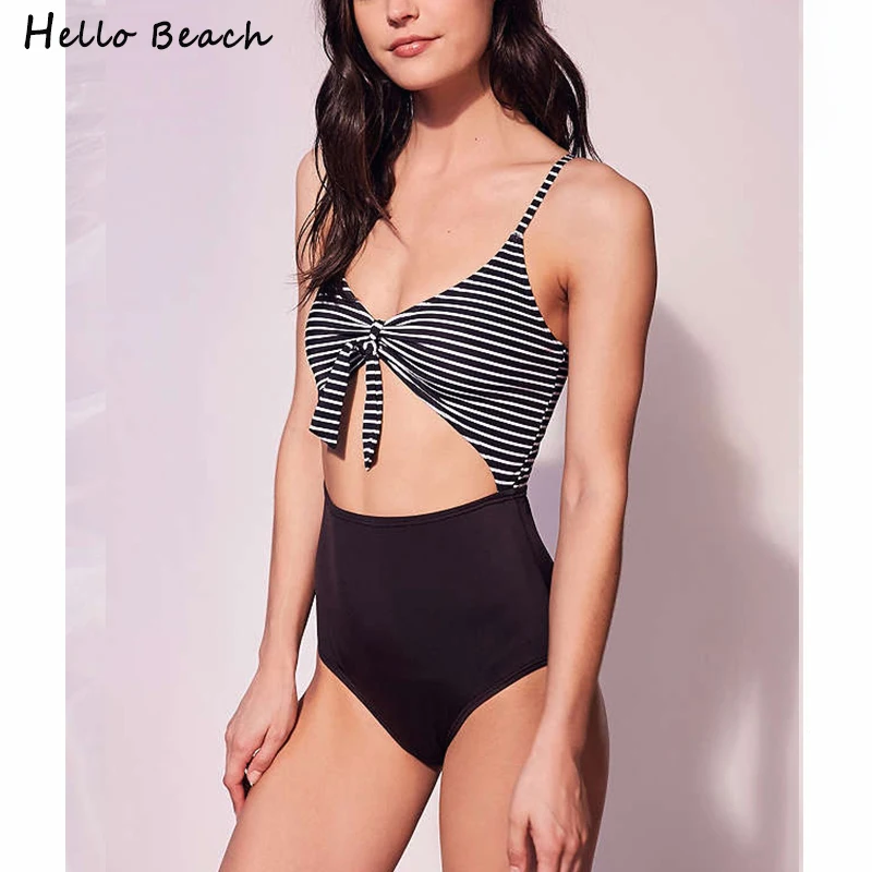 HELLO BEACH сексуальный цельный купальник Женский монокини с высокой талией открытый