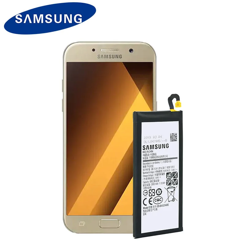Оригинальный аккумулятор samsung для Galaxy A5 (2017) A520 A520F EB BA520ABE 3000mAh запасная
