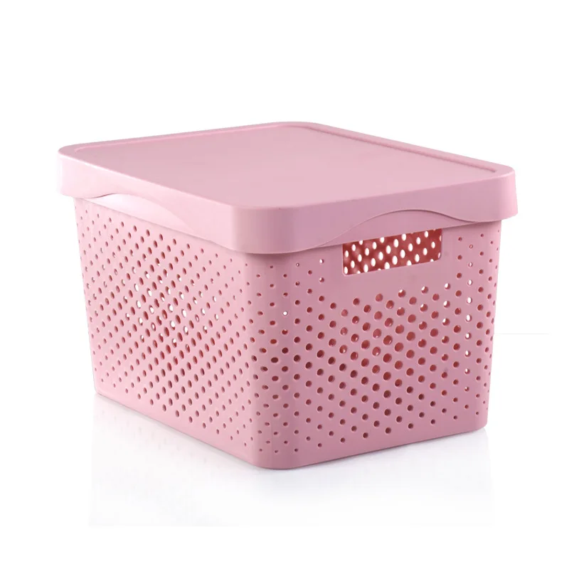 Storage Basket Rectangle Storage Box With Lid Hollow Kitchen Organizer Home Storage Tools