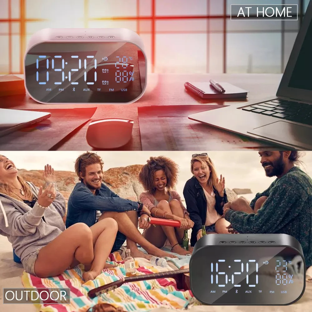 Q9 Bluetooth Динамик светодиодный Будильник с FM радио AUX TF Портативный Беспроводной