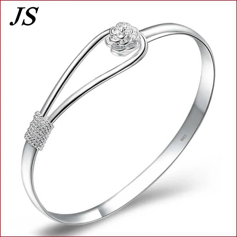 Браслеты JS Charm женские браслеты Pulseras Mujer Pulceras de Plata 925 серебряный браслет с цветком