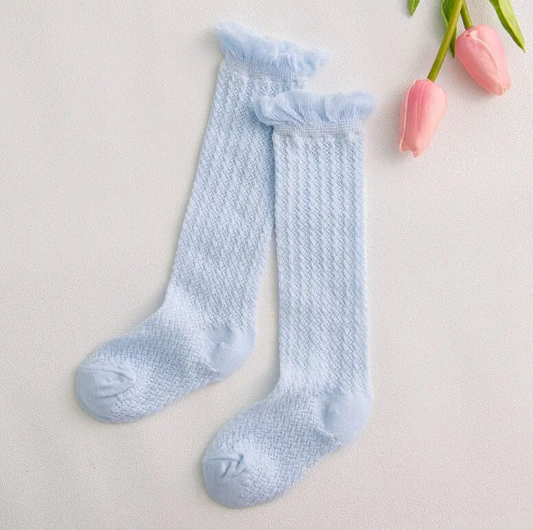 Blue Socks Низкая Скидка! Детские носки с вентиляцией на лето и весну, Детские гольфы для маленьких девочек, белая одежда, аксессуары, носки - Цвет: Blue Socks