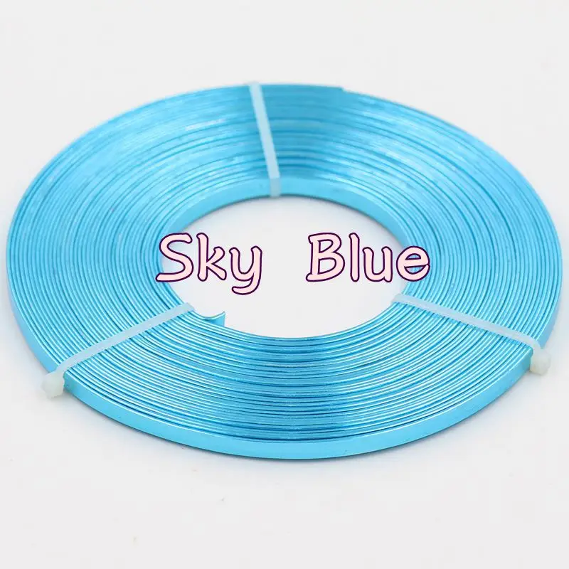 Sky Blue 10 м/шт. 5 мм X 1 мм(5 мм ширина 1 мм Толщина) плоская алюминиевая проволока из алюминиевых материалов 115 г/рулон - Цвет: Sky Blue