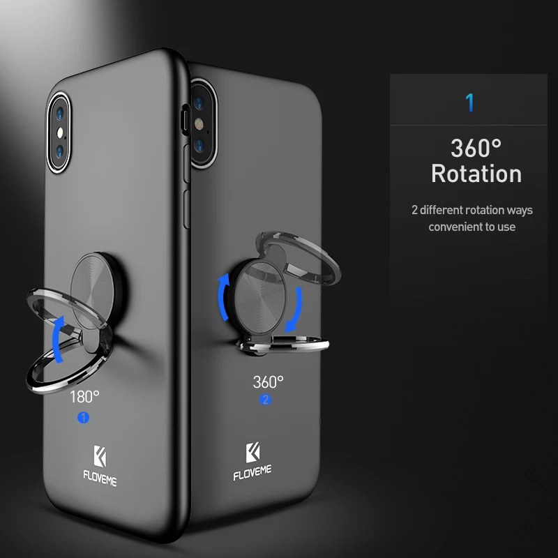 Чехол FLOVEME с кольцом-держателем для iPhone 8 Plus чехлы мягкий силиконовый чехол X 10 7