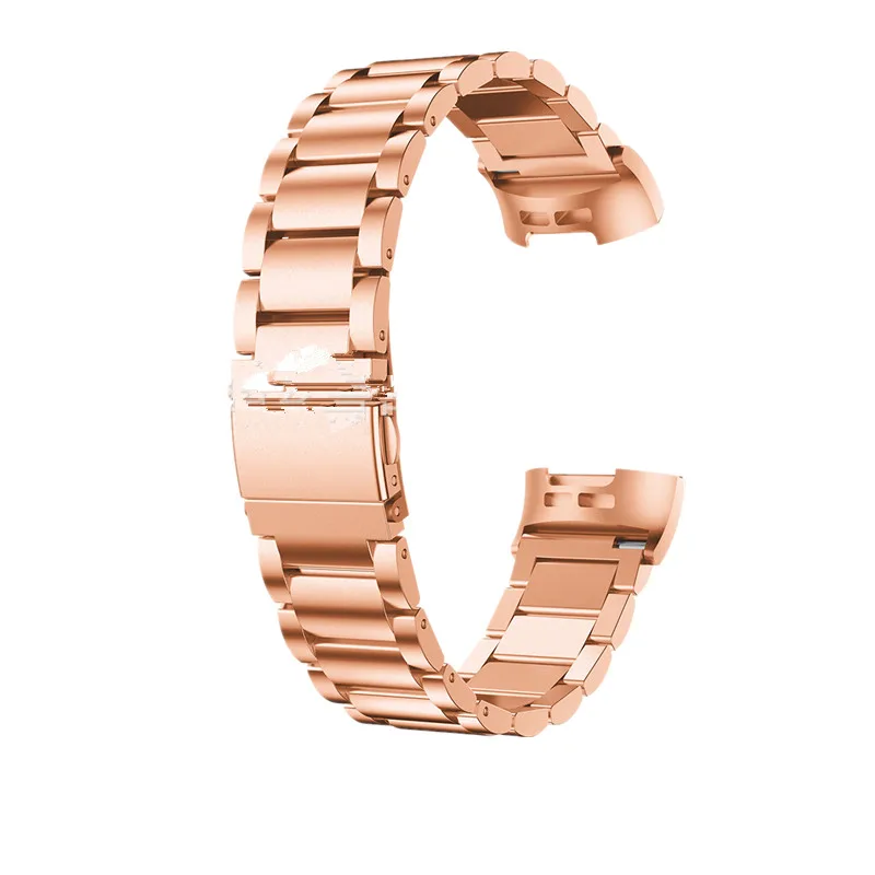 Rose Gold Ремешки из нержавеющей стали для Fitbit Charge 3 металлические браслеты застежка бабочка часы ремешок умные часы с ремнем маленький большой 9,15 - Цвет: Rose Gold