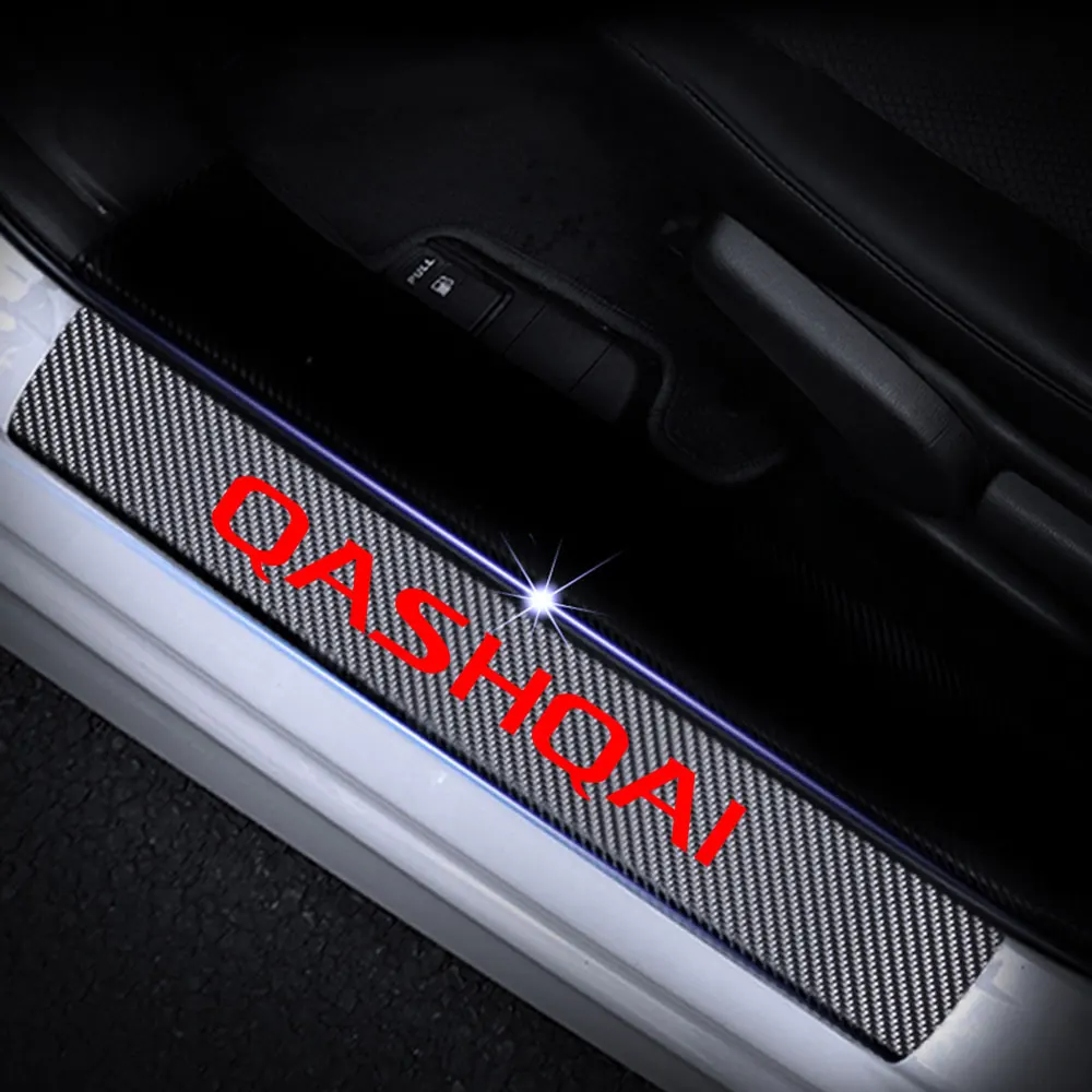 4 шт. защитная Накладка на порог автомобиля из углеродного волокна для Nissan