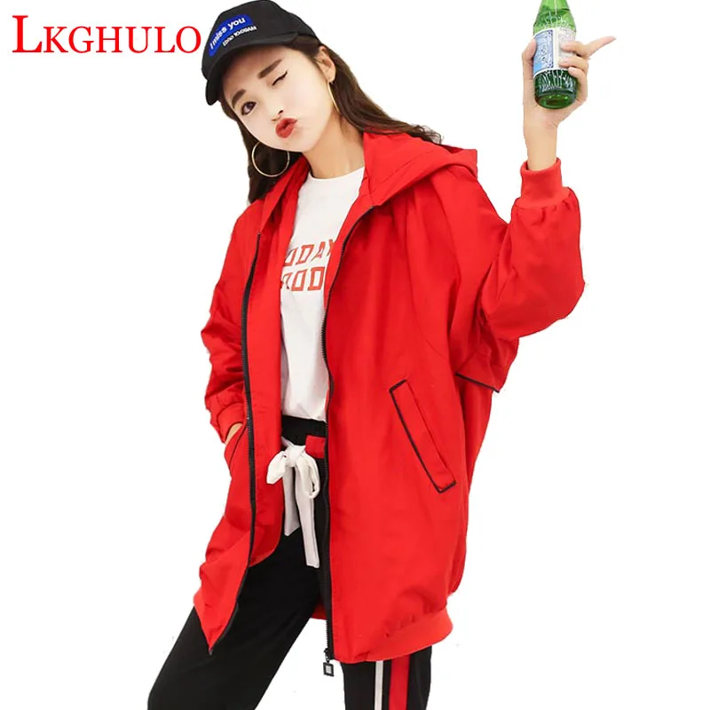 LKGHULO New Fashion Plus Size Women Coat 2018 Spring Autumn Casual Hooded Long Trench Female Loose Solid Outerwear A73 | Женская одежда