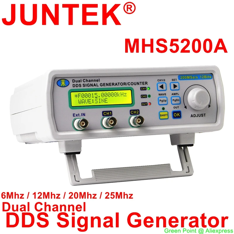 Новый генератор сигналов JUNTEK MHS5200A с функцией DDS 6 МГц цифровой двухканальный