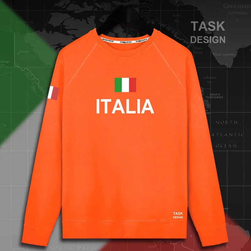 Italy Italia Italian ITA мужские пуловеры с капюшоном, толстовки с капюшоном, Мужская толстовка, новая уличная одежда, спортивная одежда, спортивный костюм, национальный флаг - Цвет: roundneck-orange