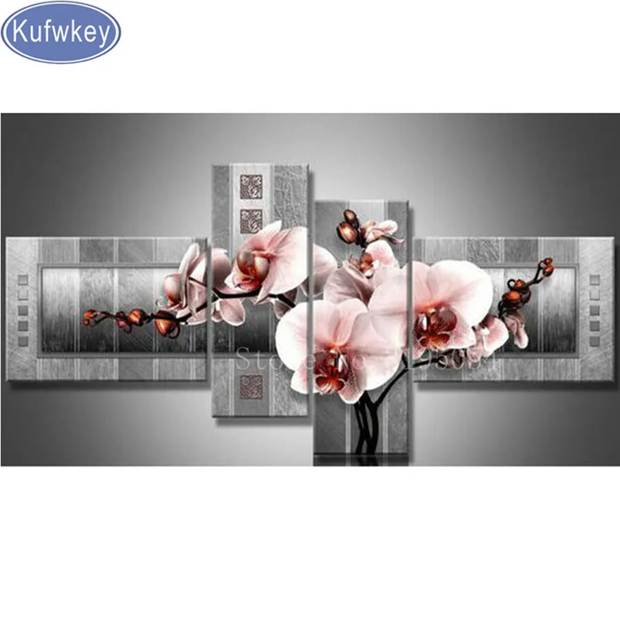 4 шт. камни в форме ромба 5D DIY Алмазная картина с магнолией цветок 3d вышивка