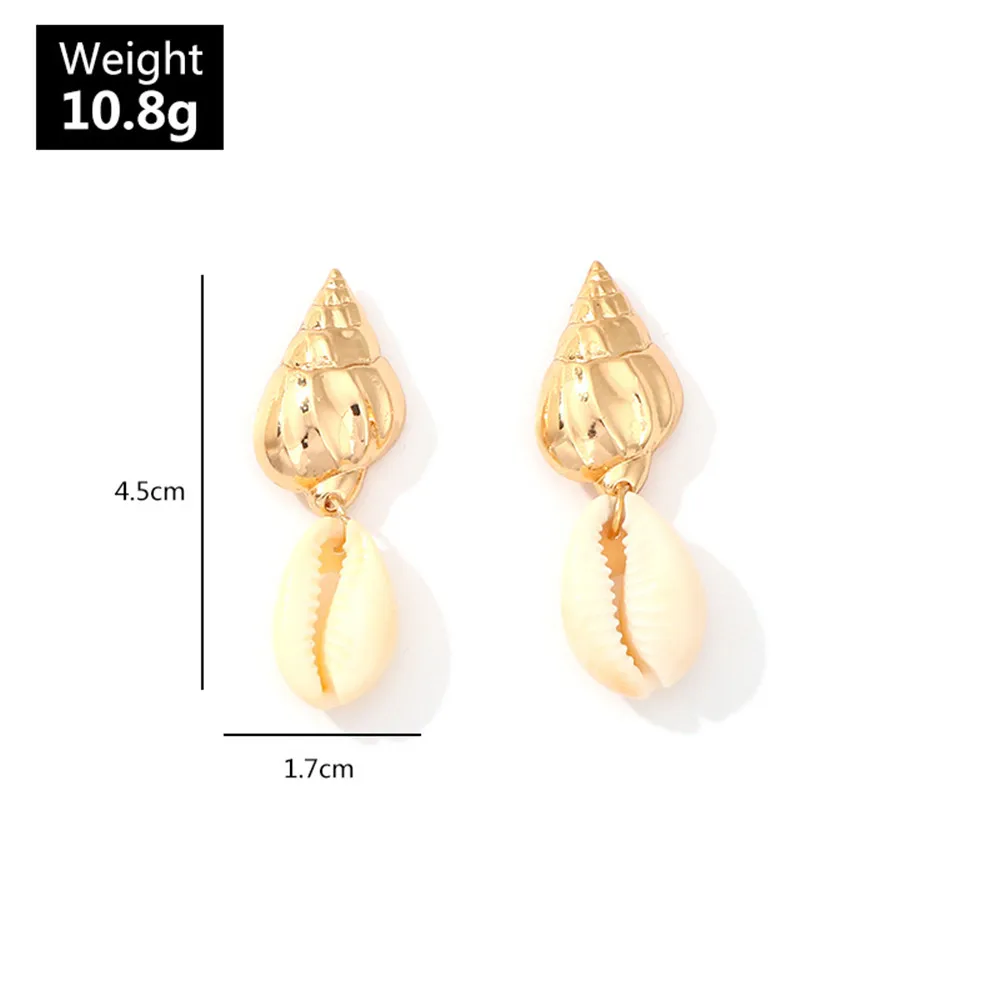 Женские богемные серьги подвески MLING золотые в форме раковины|Серьги-подвески| |