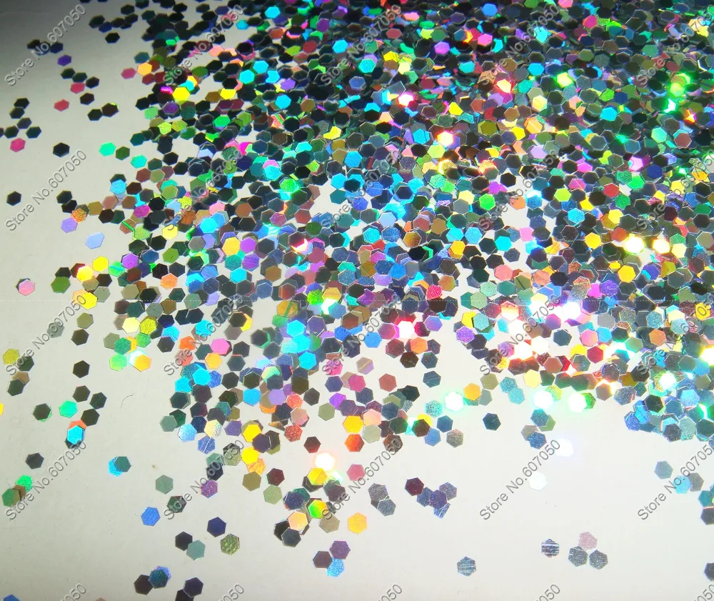 

1.5MM(1/16")060inch-Laser Holographic Silver Shining Hexagon Glitter Paillette Spangle Shape for Nail Art &Glitter Crafts